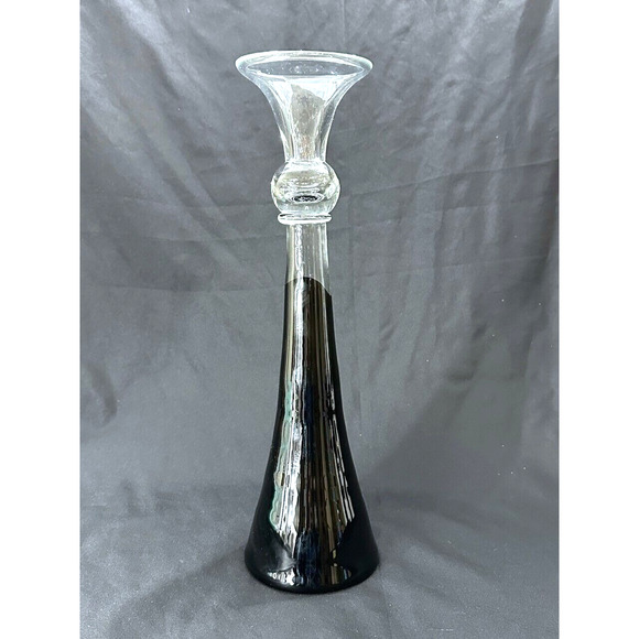 Hand Blown Glass Art Black Vase by Hurricane 15.25" - Picture 7 of 8